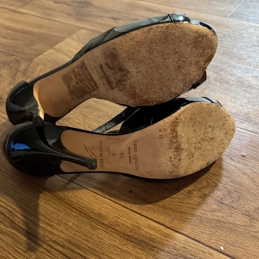 Kate Spade Black Patent Strappy Heels